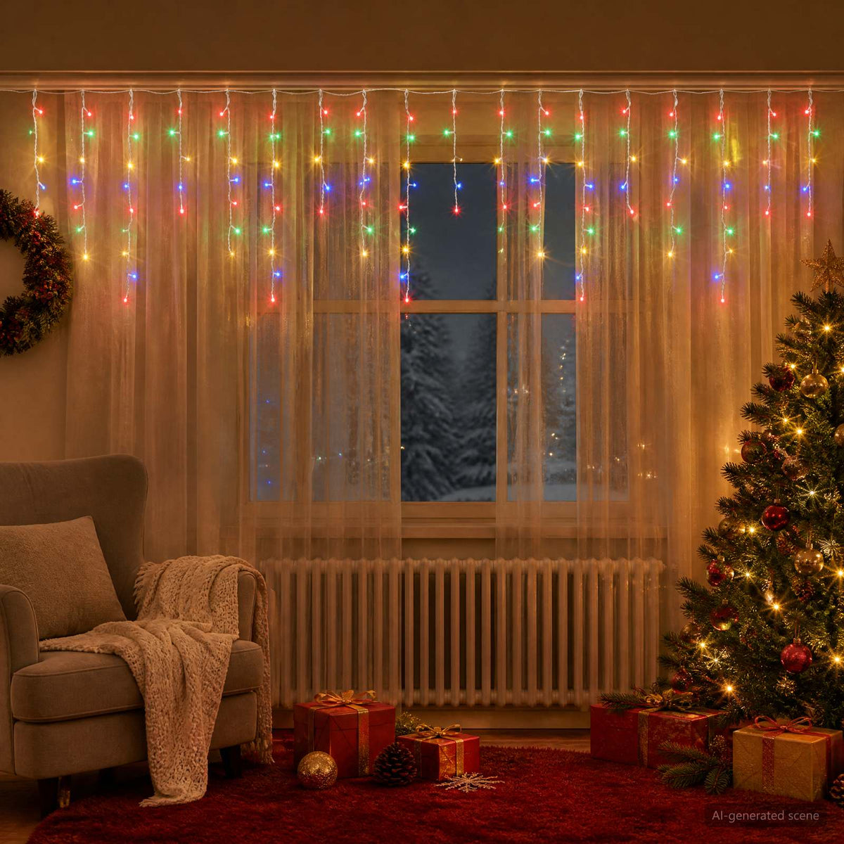 Φωτάκια κουρτίνα 210 LED Πολύχρωμο 500 x 72 cm