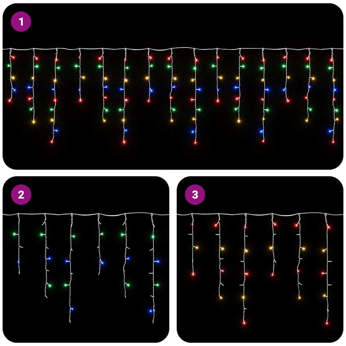 Φωτάκια κουρτίνα 210 LED Πολύχρωμο 500 x 72 cm