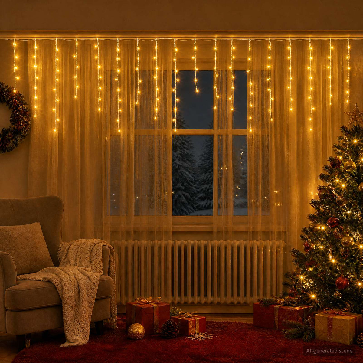 Φωτάκια κουρτίνα 798 LED Θερμό λευκό 2000 x 72 cm