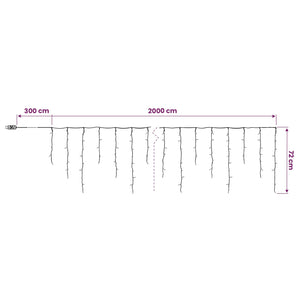Φωτάκια κουρτίνα 798 LED Θερμό λευκό 2000 x 72 cm
