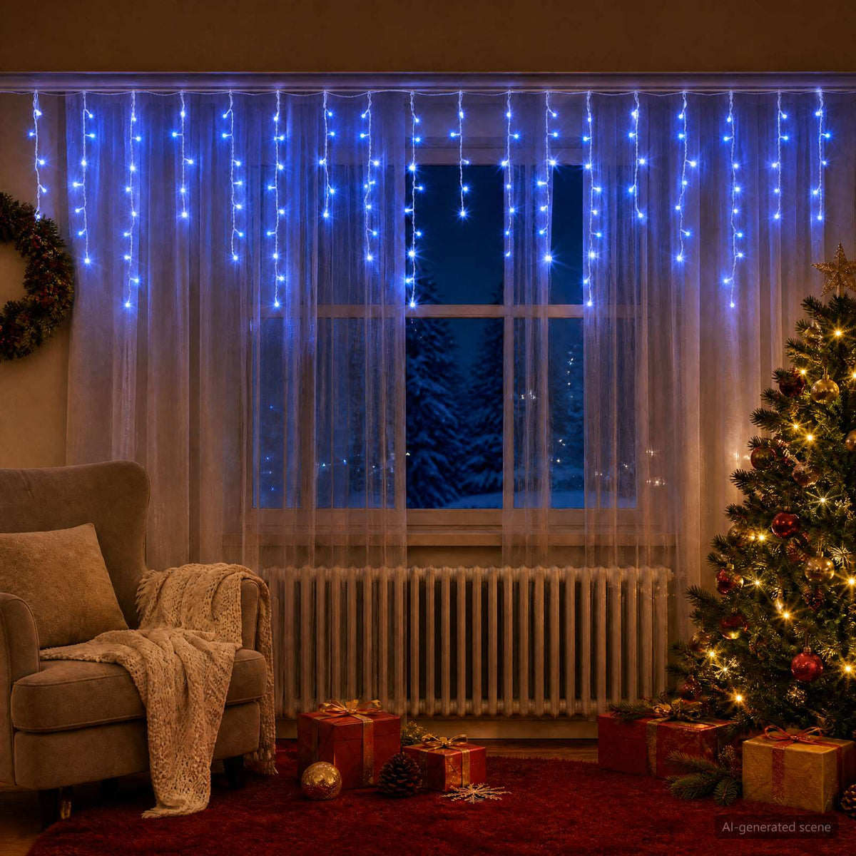 Φωτάκια κουρτίνα 798 LED Μπλε 2000 x 72 cm