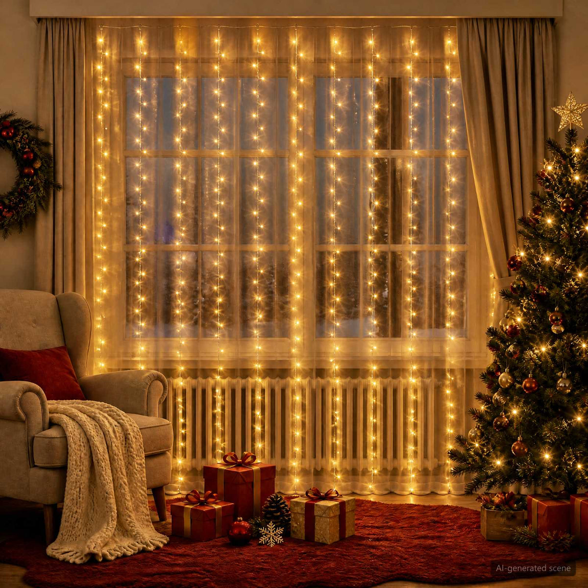 Φωτοκουρτίνα Διαφανές 300 x 300 cm PVC 300 LED