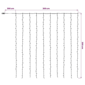 Φωτοκουρτίνα Διαφανές 300 x 300 cm PVC 300 LED