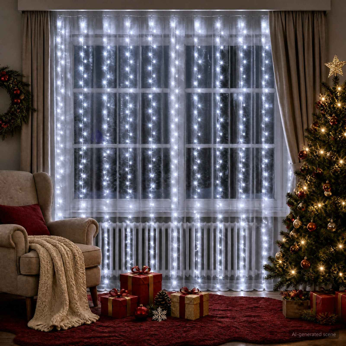 Φωτοκουρτίνα Διαφανές 300 x 300 cm PVC 300 LED