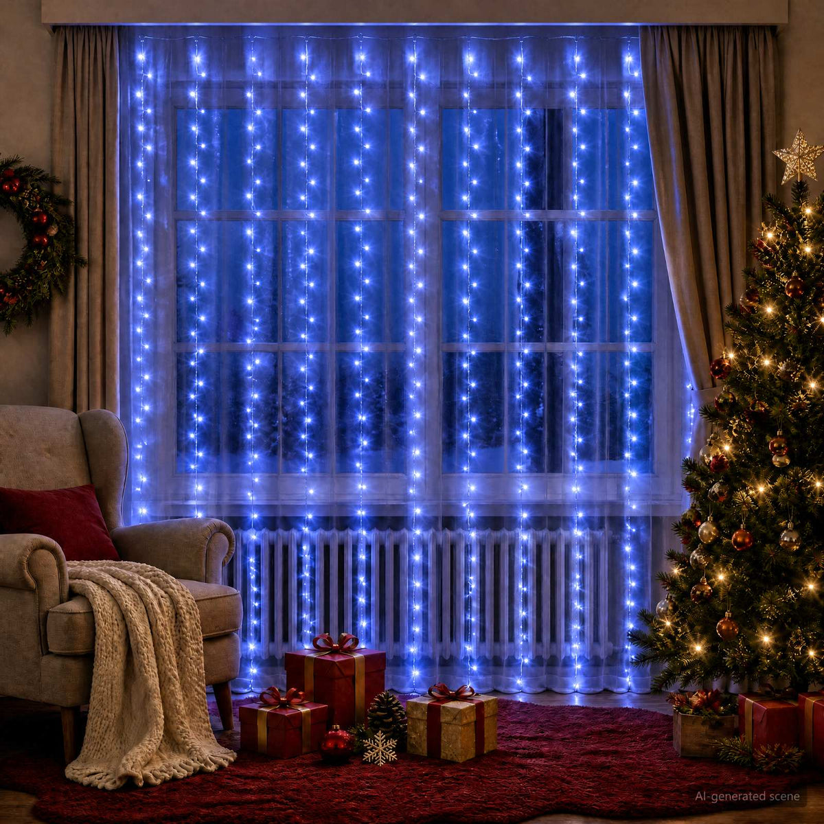Φωτοκουρτίνα Διαφανές 300 x 300 cm PVC 300 LED