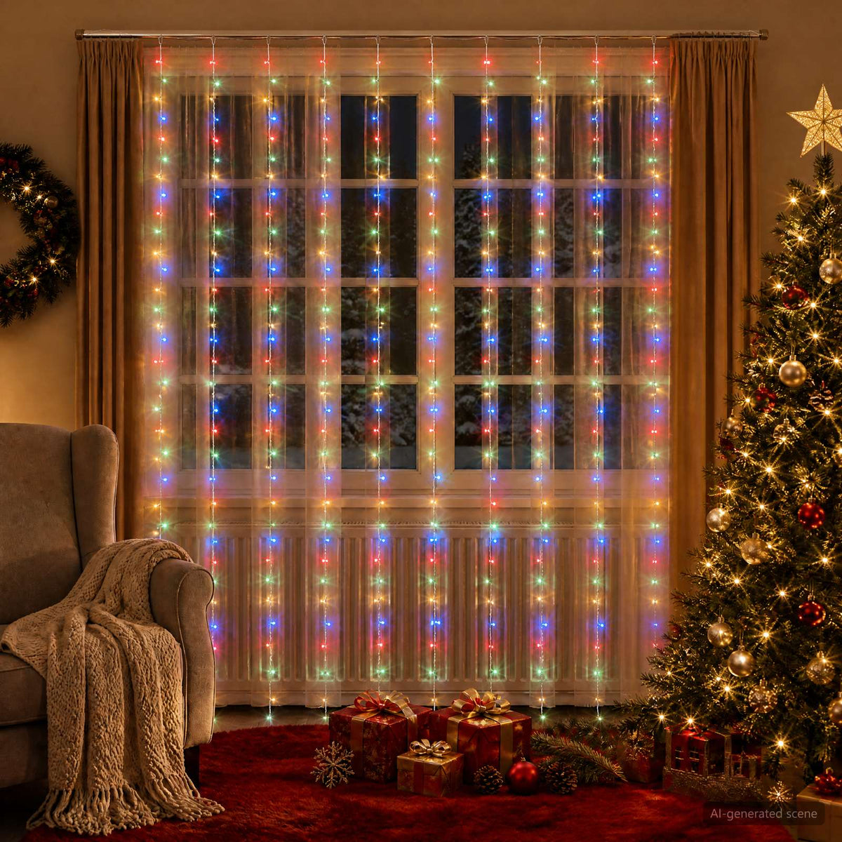 Φωτοκουρτίνα Διαφανές 300 x 300 cm PVC 300 LED