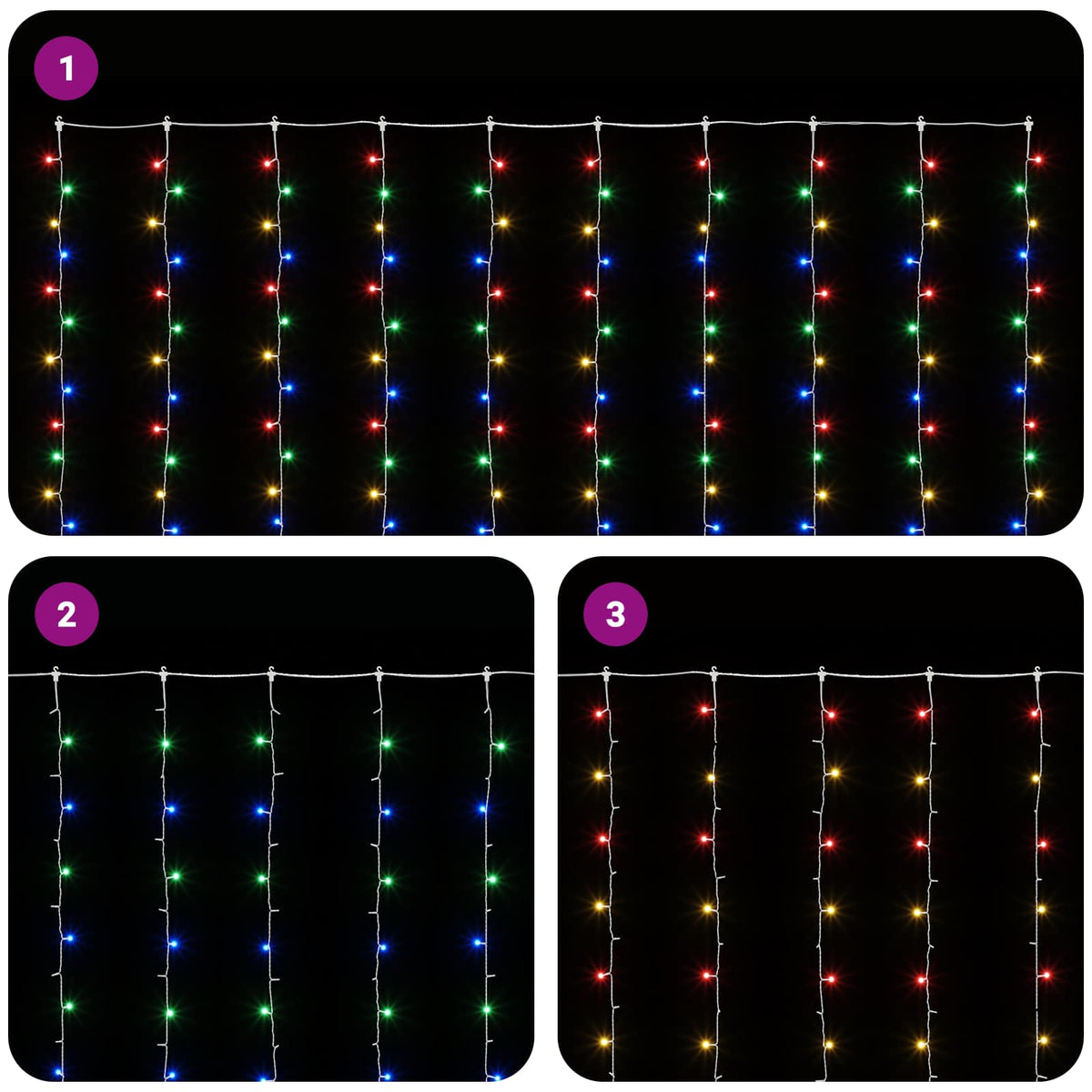 Φωτοκουρτίνα Διαφανές 300 x 300 cm PVC 300 LED