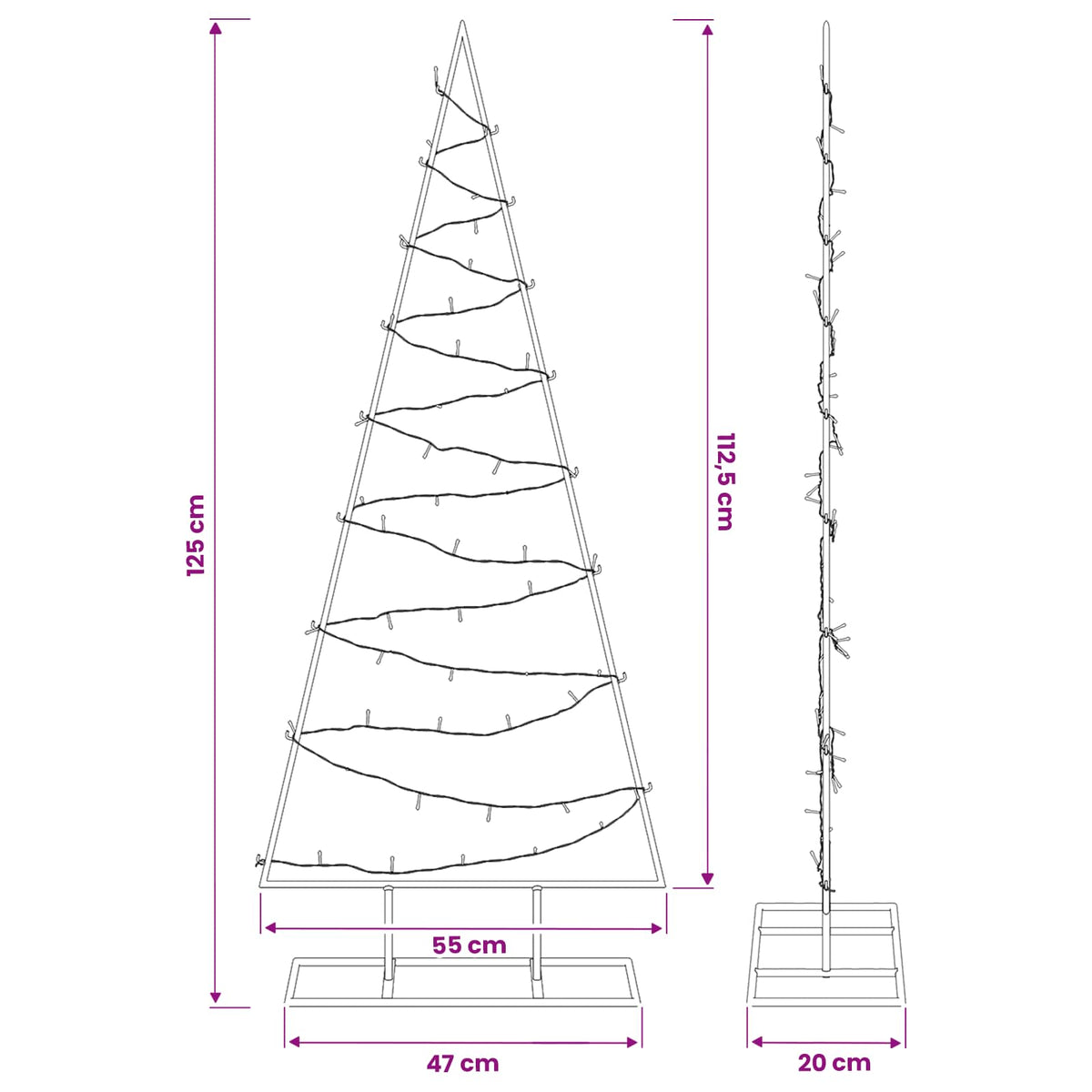 Μεταλλικό χριστουγεννιάτικο δέντρο με LED KUOPIO 125 εκ. - Pakobazaar
