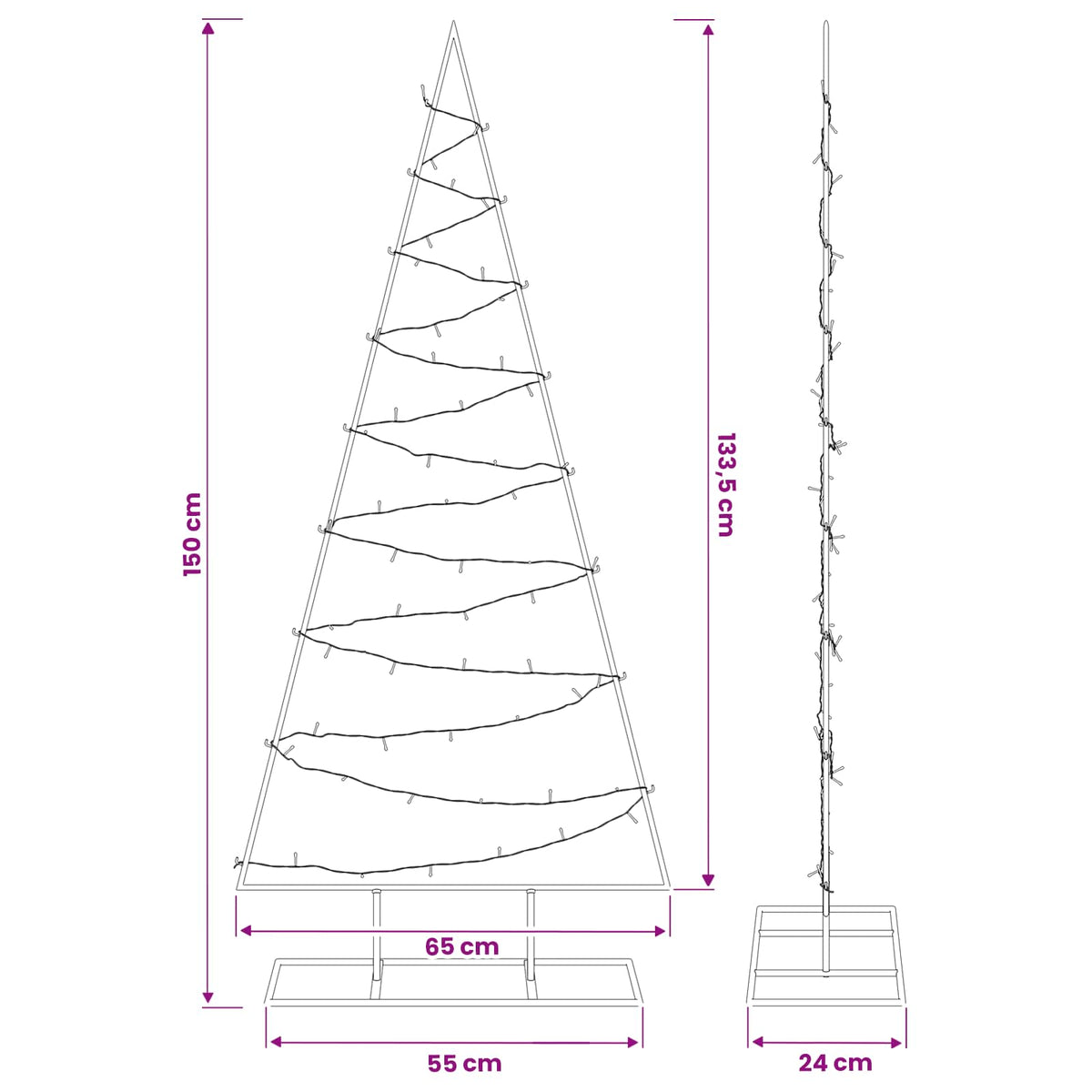Μεταλλικό χριστουγεννιάτικο δέντρο με LED KUOPIO 150 εκ. - Pakobazaar