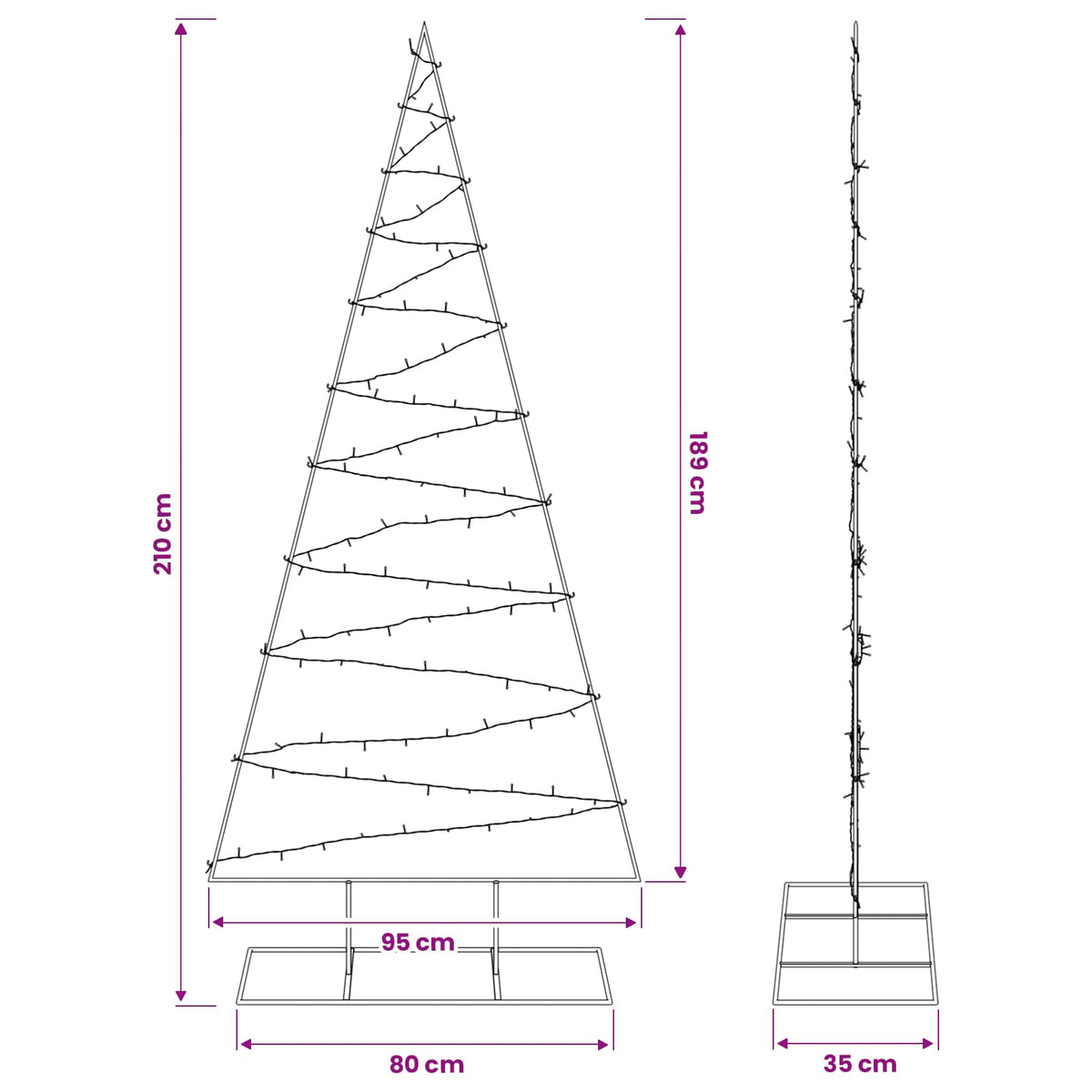Μεταλλικό χριστουγεννιάτικο δέντρο με LED KUOPIO 210 εκ. - Pakobazaar