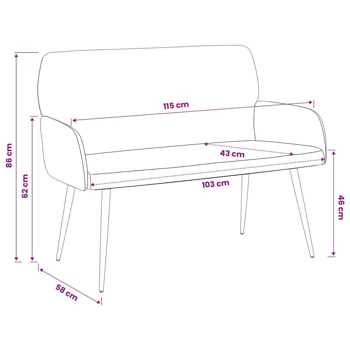 Διθέσιος καναπές με μεταλλικά πόδια 2-θέσιο Ανοιχτό γκρι - Pakobazaar