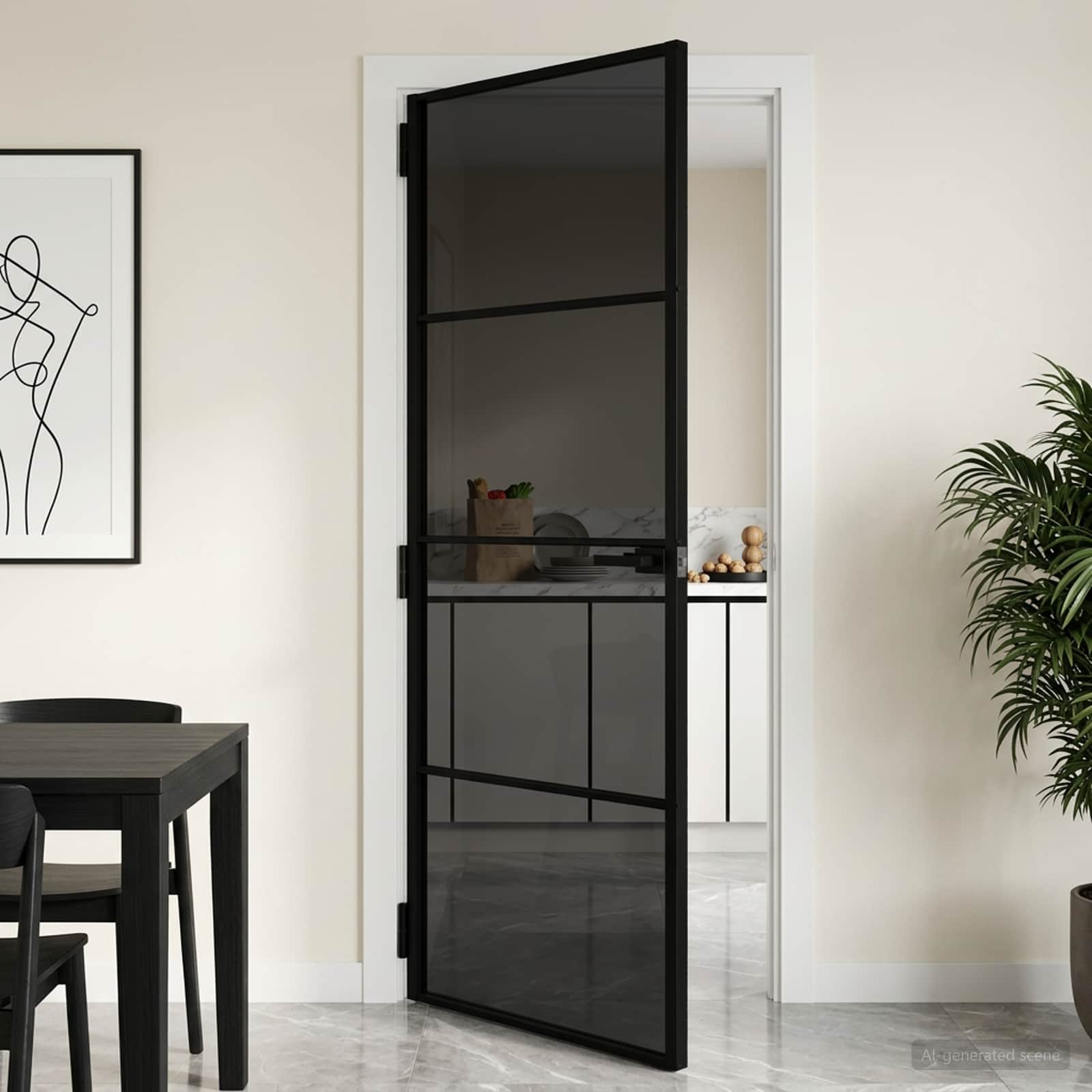 Εσωτερική Πόρτα 76 x 201,5 cm Θρυμματισμένο Γυαλί και Αλουμίνιο - Pakobazaar