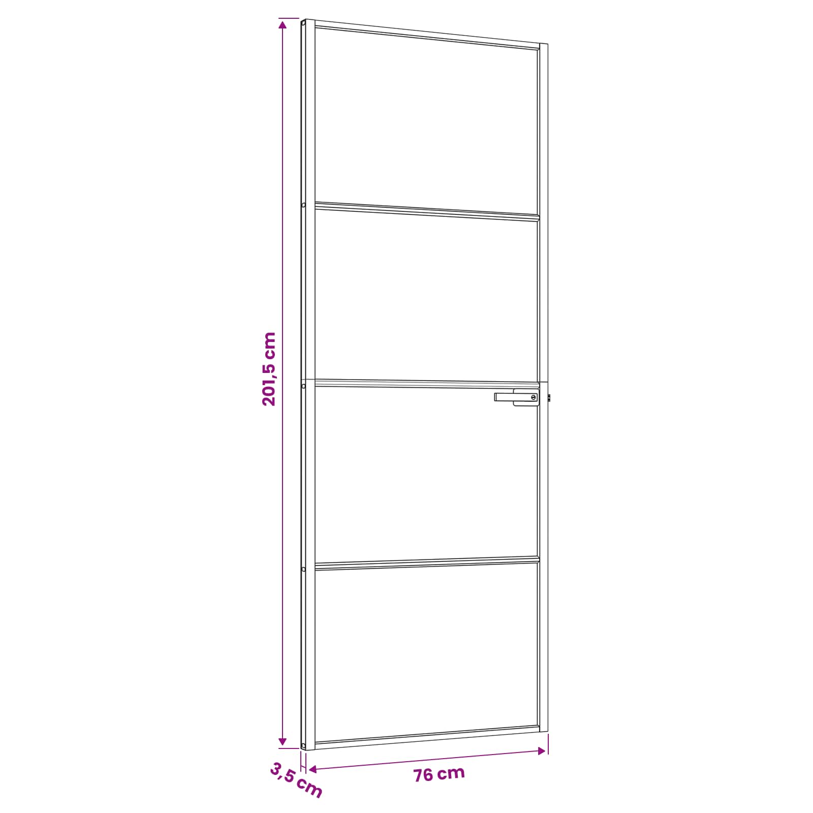 Εσωτερική Πόρτα 76 x 201,5 cm Θρυμματισμένο Γυαλί και Αλουμίνιο - Pakobazaar