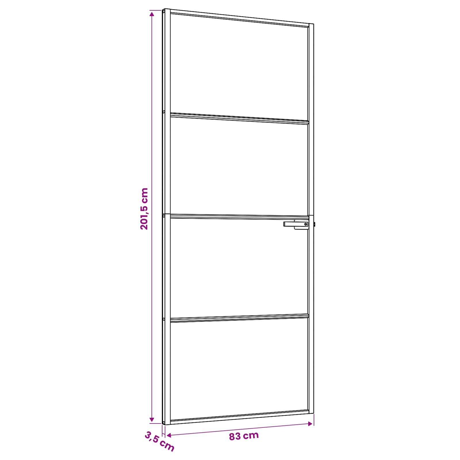Εσωτερική Πόρτα 83 x 201,5 cm Θρυμματισμένο Γυαλί και Αλουμίνιο - Pakobazaar