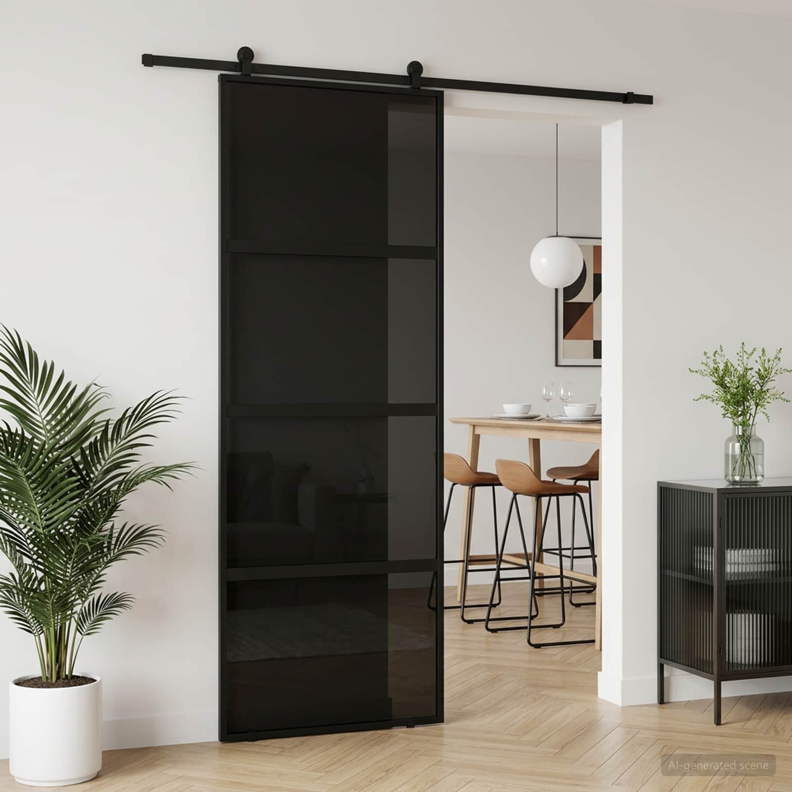 Συρόμενη Πόρτα 76 x 205 cm Θρυμματισμένο Γυαλί και Αλουμίνιο
