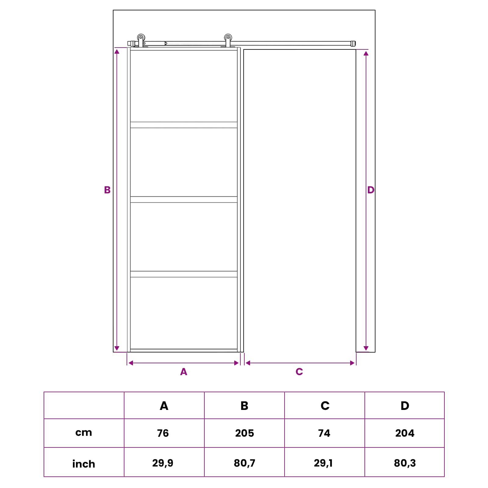 Συρόμενη Πόρτα 76 x 205 cm Θρυμματισμένο Γυαλί και Αλουμίνιο