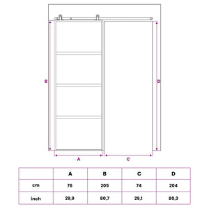 Συρόμενη Πόρτα 76 x 205 cm Θρυμματισμένο Γυαλί και Αλουμίνιο
