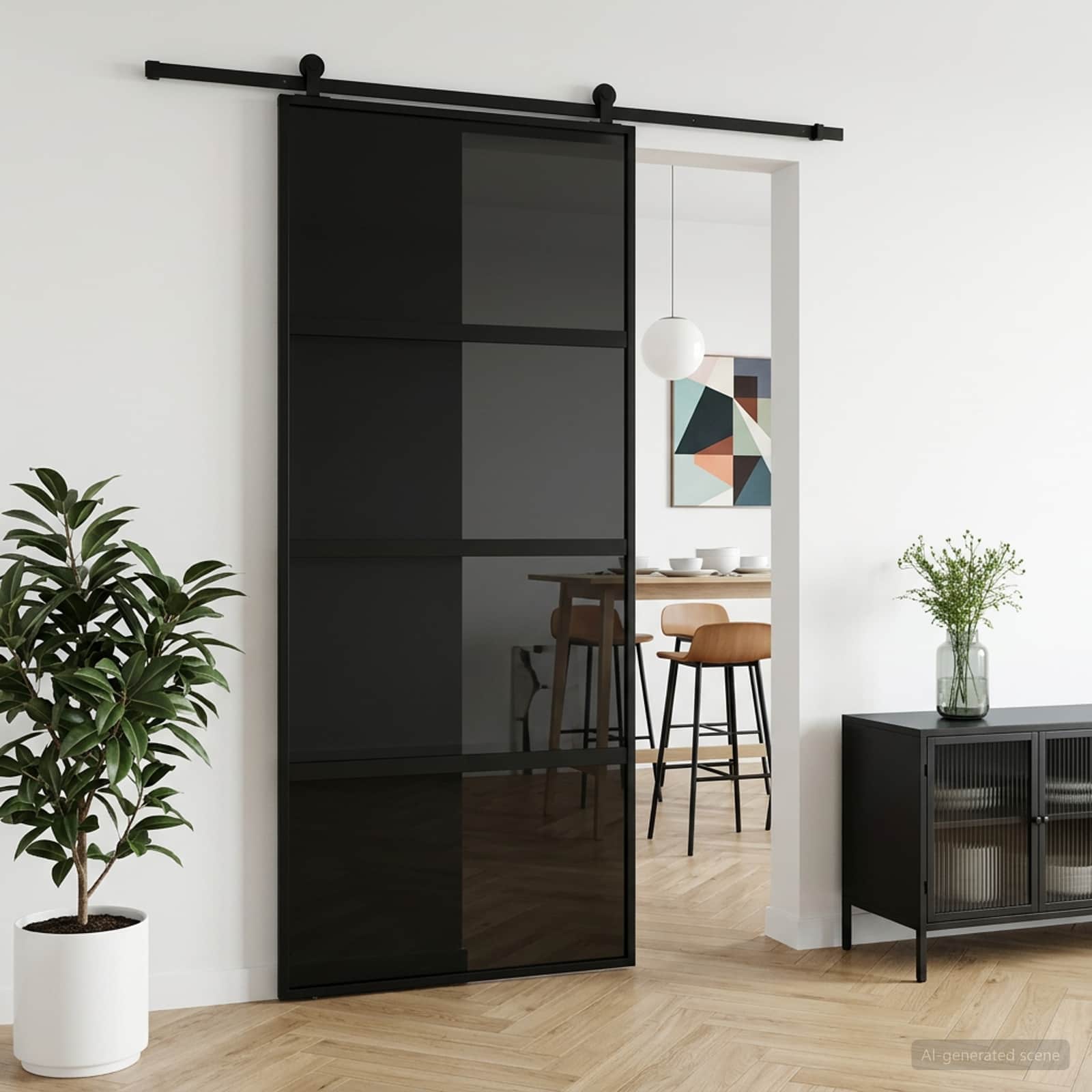 Συρόμενη Πόρτα 90 x 205 cm Θρυμματισμένο Γυαλί και Αλουμίνιο