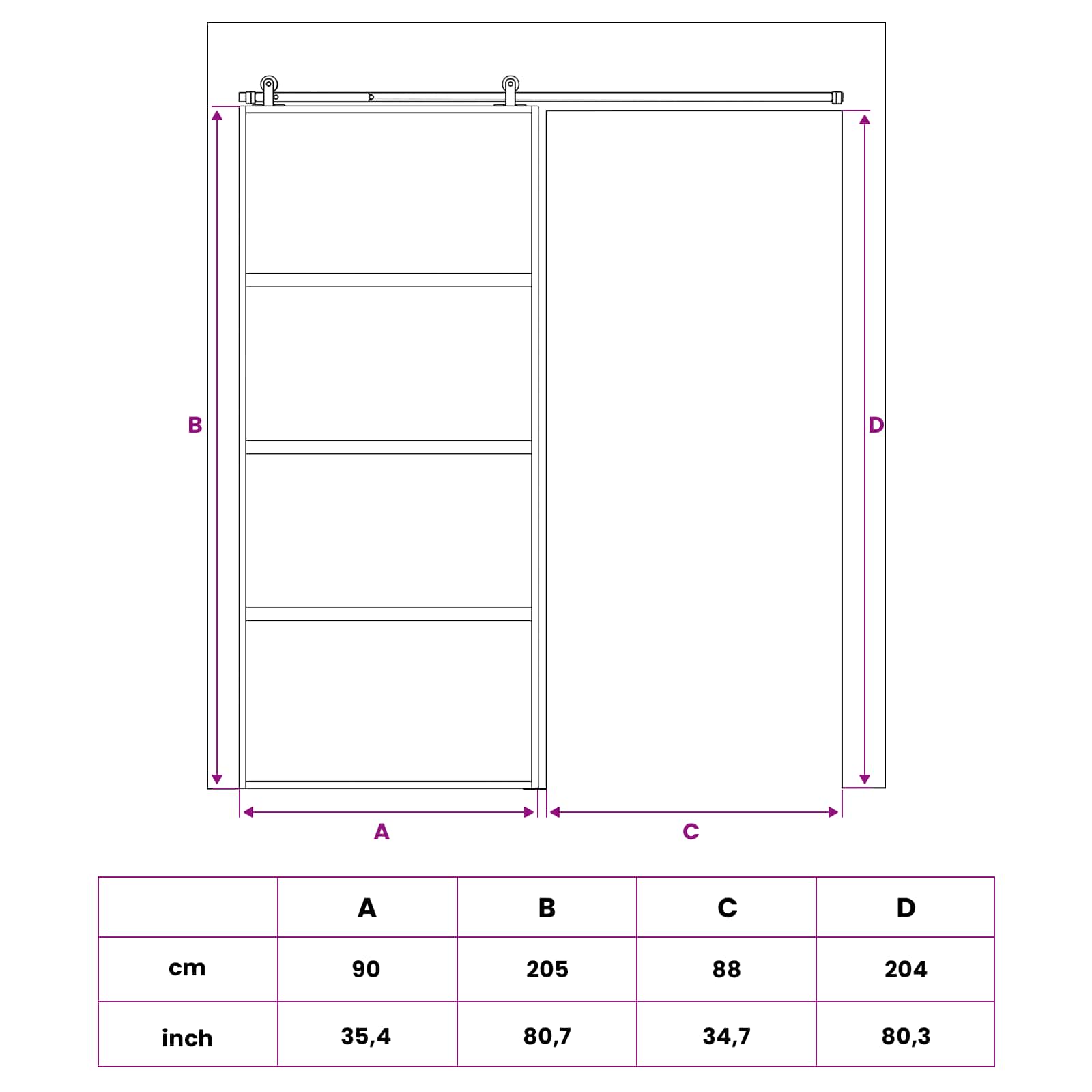 Συρόμενη Πόρτα 90 x 205 cm Θρυμματισμένο Γυαλί και Αλουμίνιο