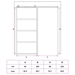 Συρόμενη Πόρτα 90 x 205 cm Θρυμματισμένο Γυαλί και Αλουμίνιο