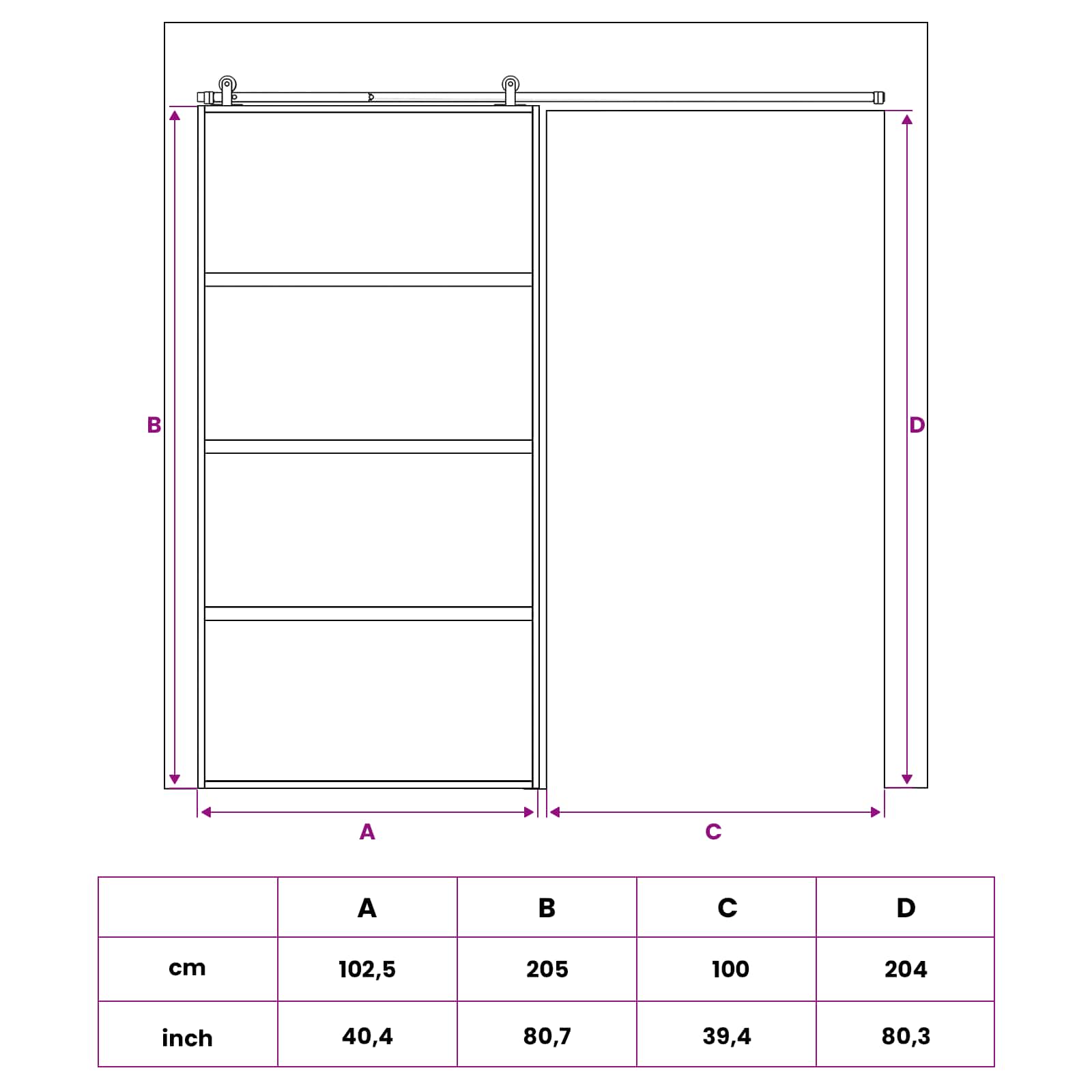 Συρόμενη Πόρτα 102.5 x 205 cm Θρυμματισμένο Γυαλί και Αλουμίνιο