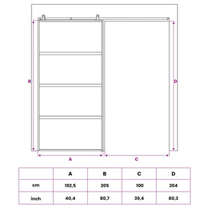 Συρόμενη Πόρτα 102.5 x 205 cm Θρυμματισμένο Γυαλί και Αλουμίνιο