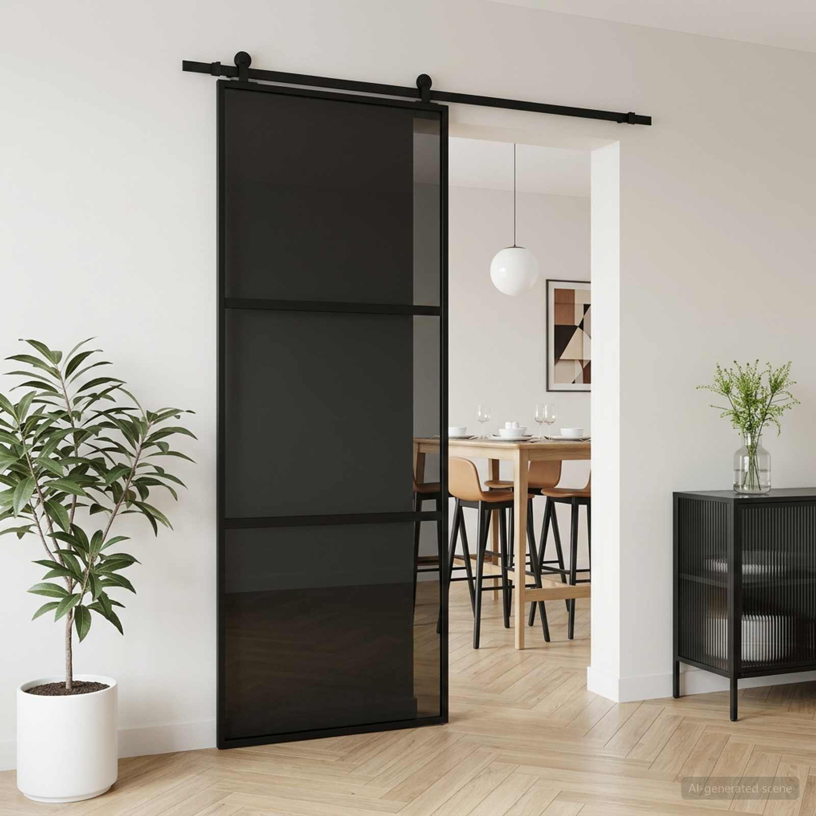 Συρόμενη Πόρτα 76 x 205 cm Θρυμματισμένο Γυαλί και Αλουμίνιο - Pakobazaar