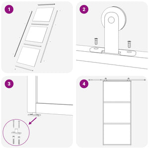 Συρόμενη Πόρτα 76 x 205 cm Θρυμματισμένο Γυαλί και Αλουμίνιο - Pakobazaar