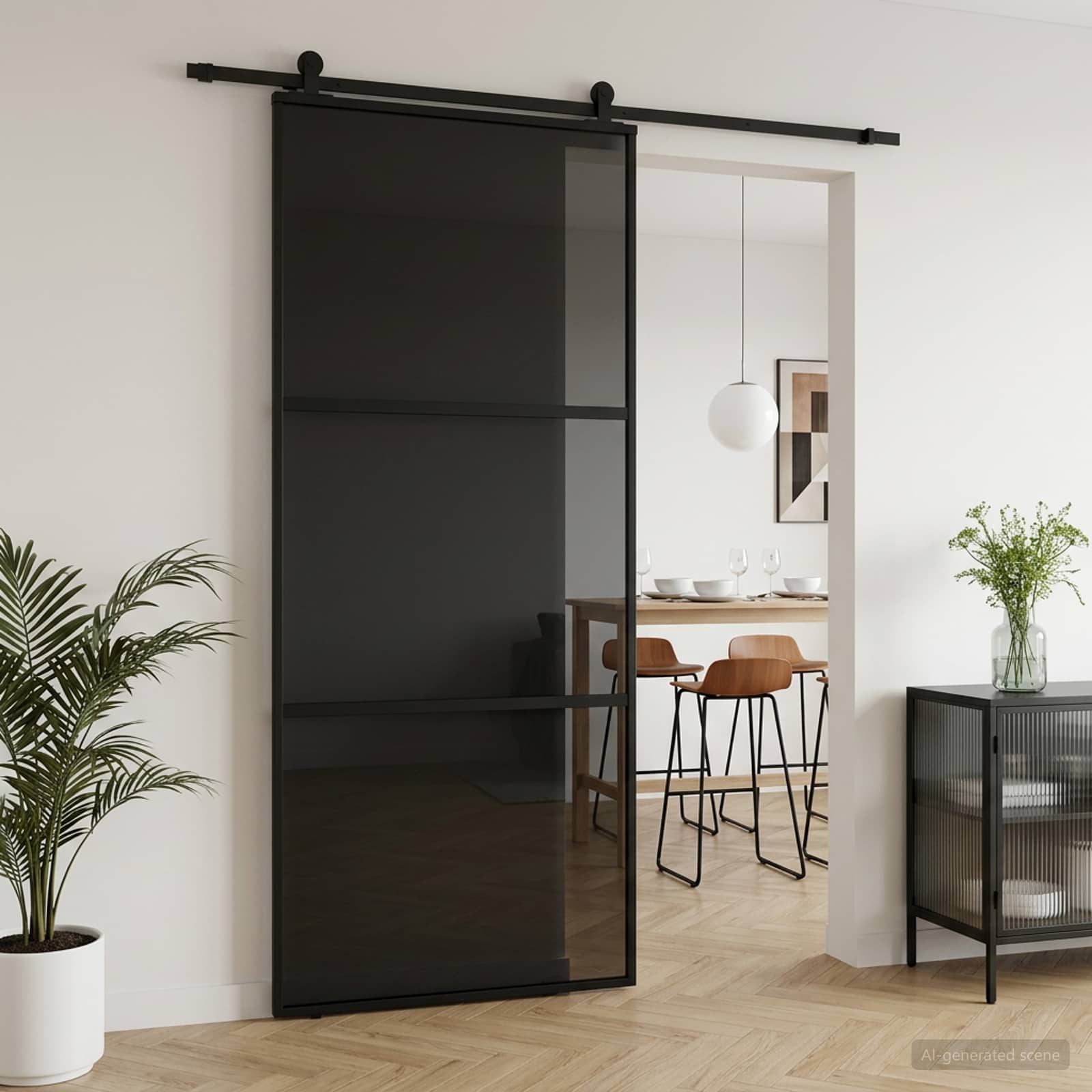 Συρόμενη Πόρτα 90 x 205 cm Θρυμματισμένο Γυαλί και Αλουμίνιο - Pakobazaar