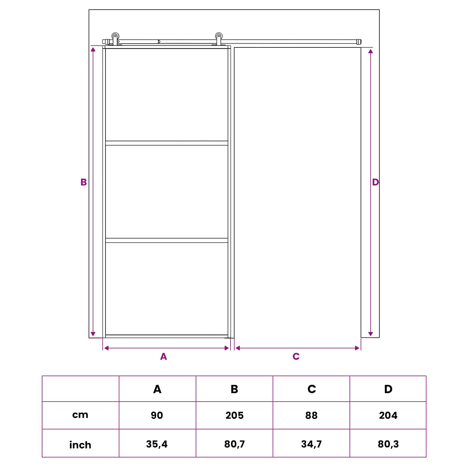 Συρόμενη Πόρτα 90 x 205 cm Θρυμματισμένο Γυαλί και Αλουμίνιο - Pakobazaar