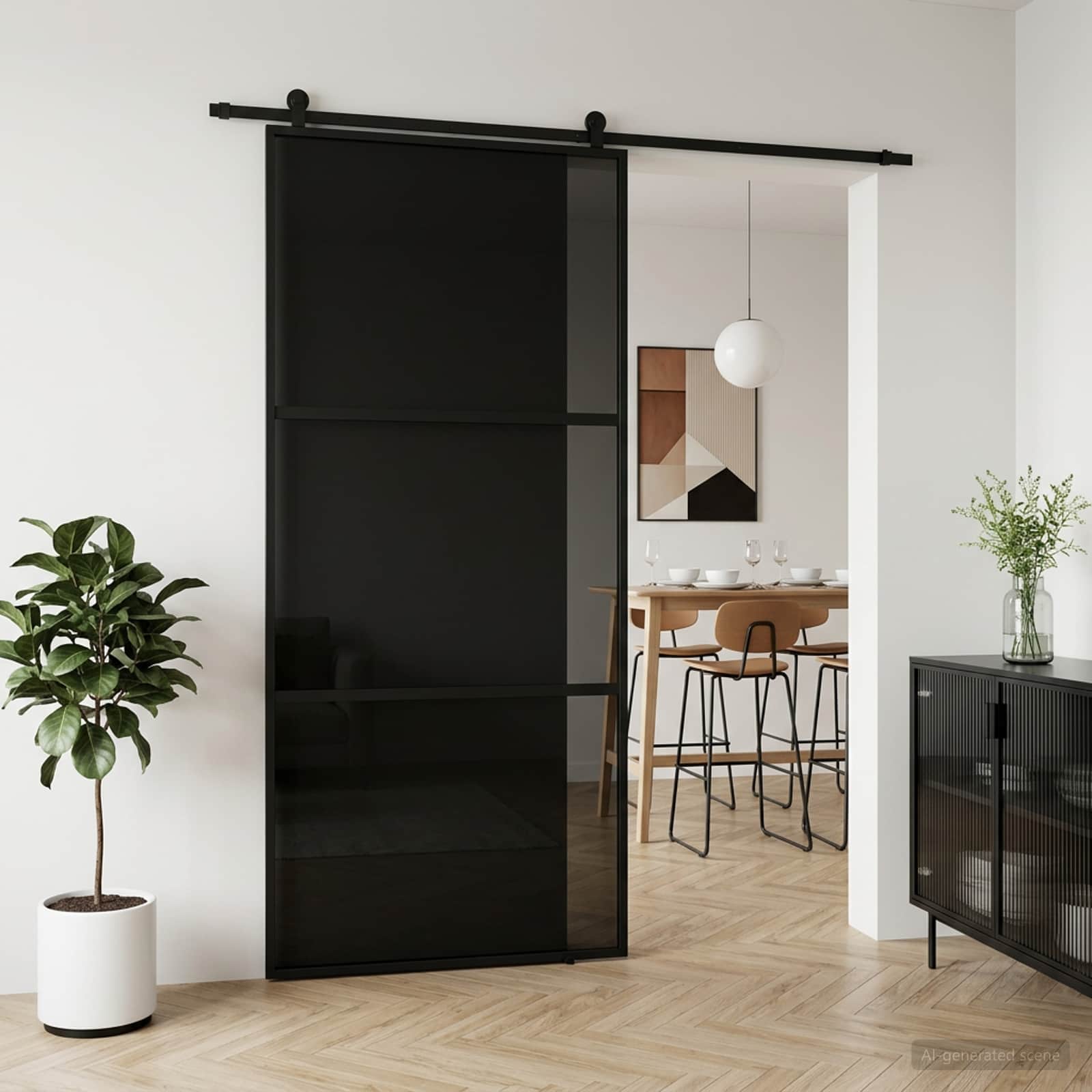 Συρόμενη Πόρτα 102 x 205 cm Θρυμματισμένο Γυαλί και Αλουμίνιο - Pakobazaar