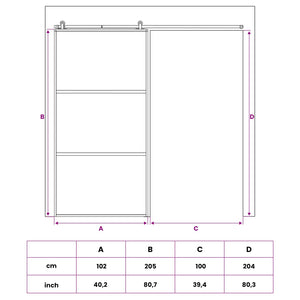 Συρόμενη Πόρτα 102 x 205 cm Θρυμματισμένο Γυαλί και Αλουμίνιο - Pakobazaar