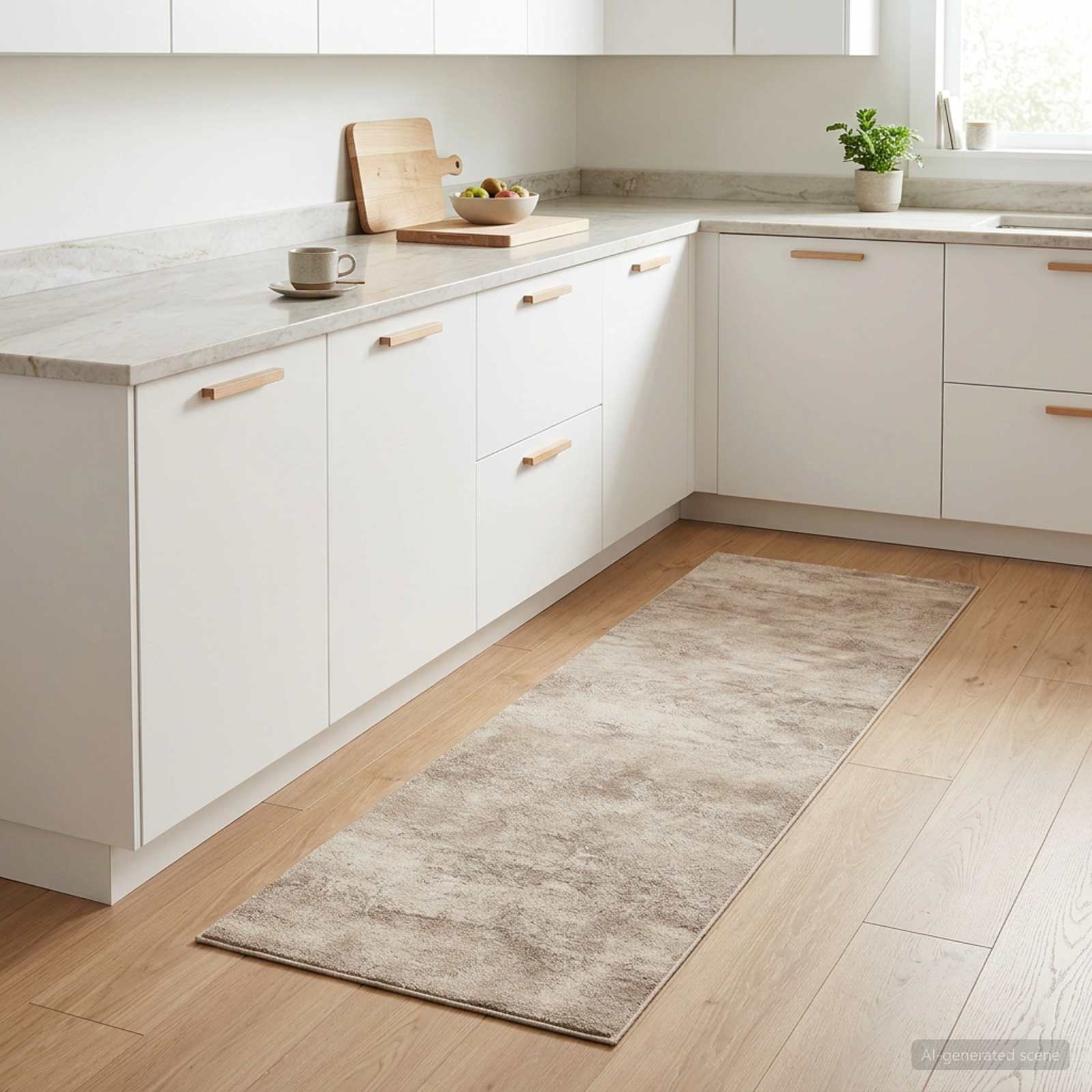 Χαλί Κουζίνας Μπεζ σκυρόδεμα 150 x 45 εκ 100% Πολυαμίδιο - Pakobazaar