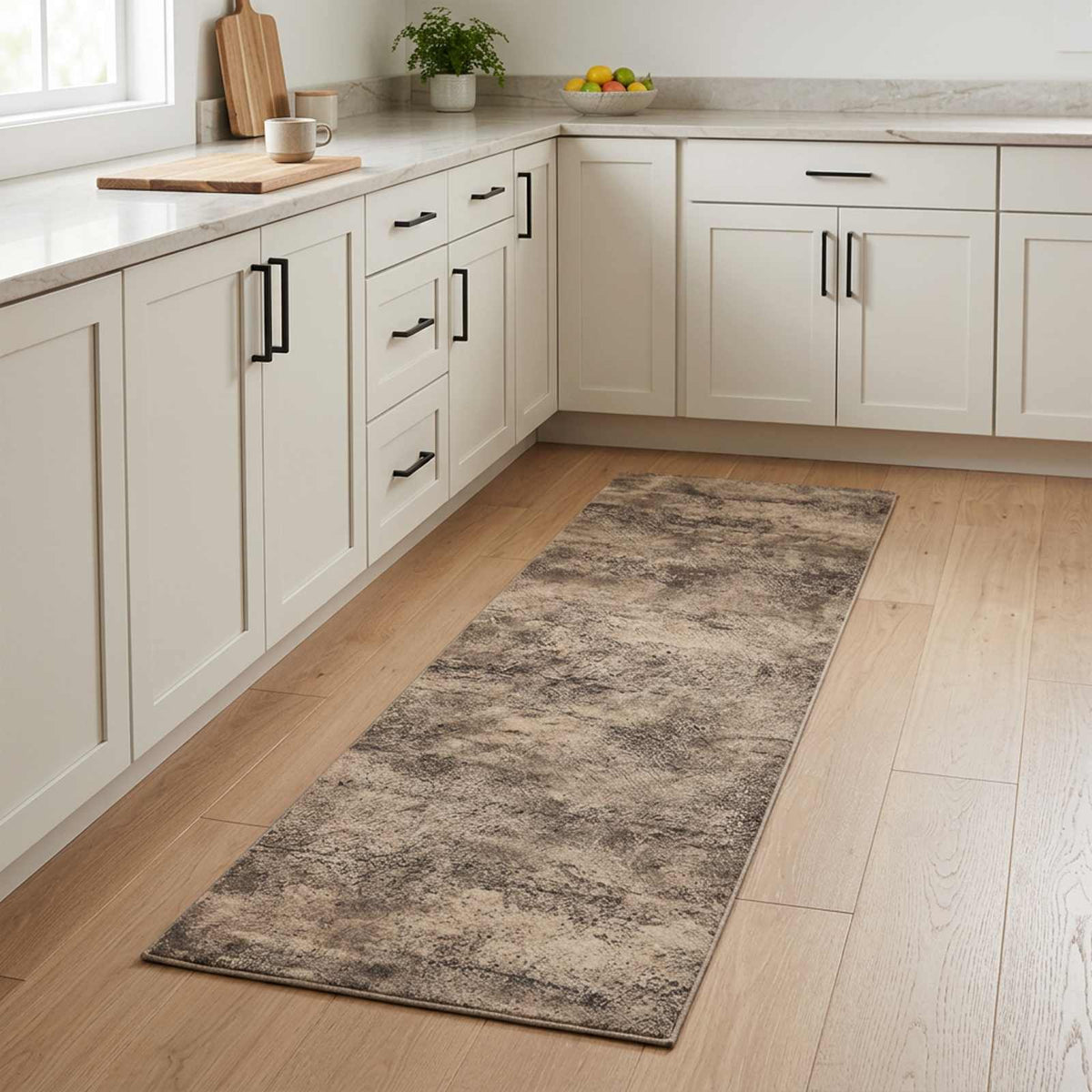 Χαλί Κουζίνας Καφέ σκυρόδεμα 180 x 60 cm 100% Πολυαμίδιο - Pakobazaar