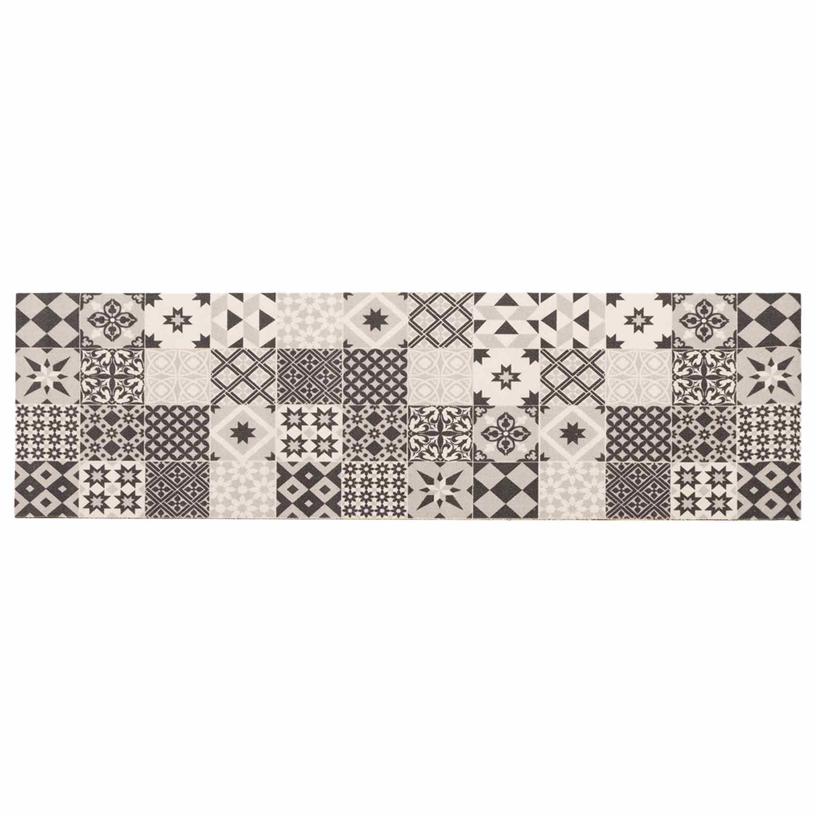 Χαλί Κουζίνας γκρι μωσαϊκό 180 x 60 cm 100% Πολυαμίδιο Πλένεται - Pakobazaar