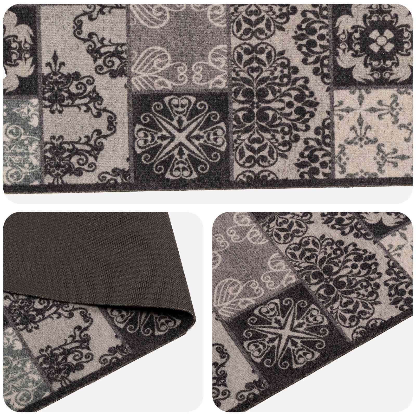 Χαλί Κουζίνας μαύρο μωσαϊκό 180 x 60 cm 100% Πολυαμίδιο