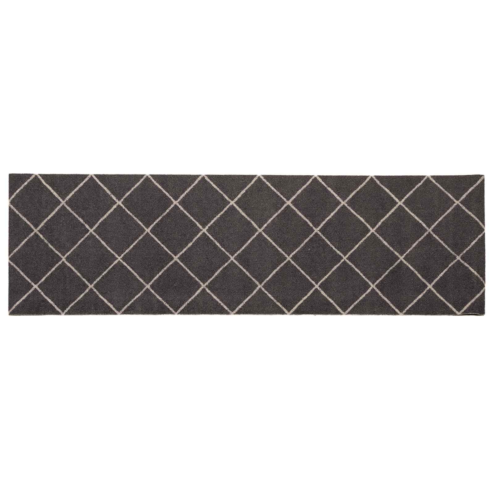 Χαλί Κουζίνας Ανθρακί καρό 180 x 60 cm 100% Πολυαμίδιο Πλένεται - Pakobazaar