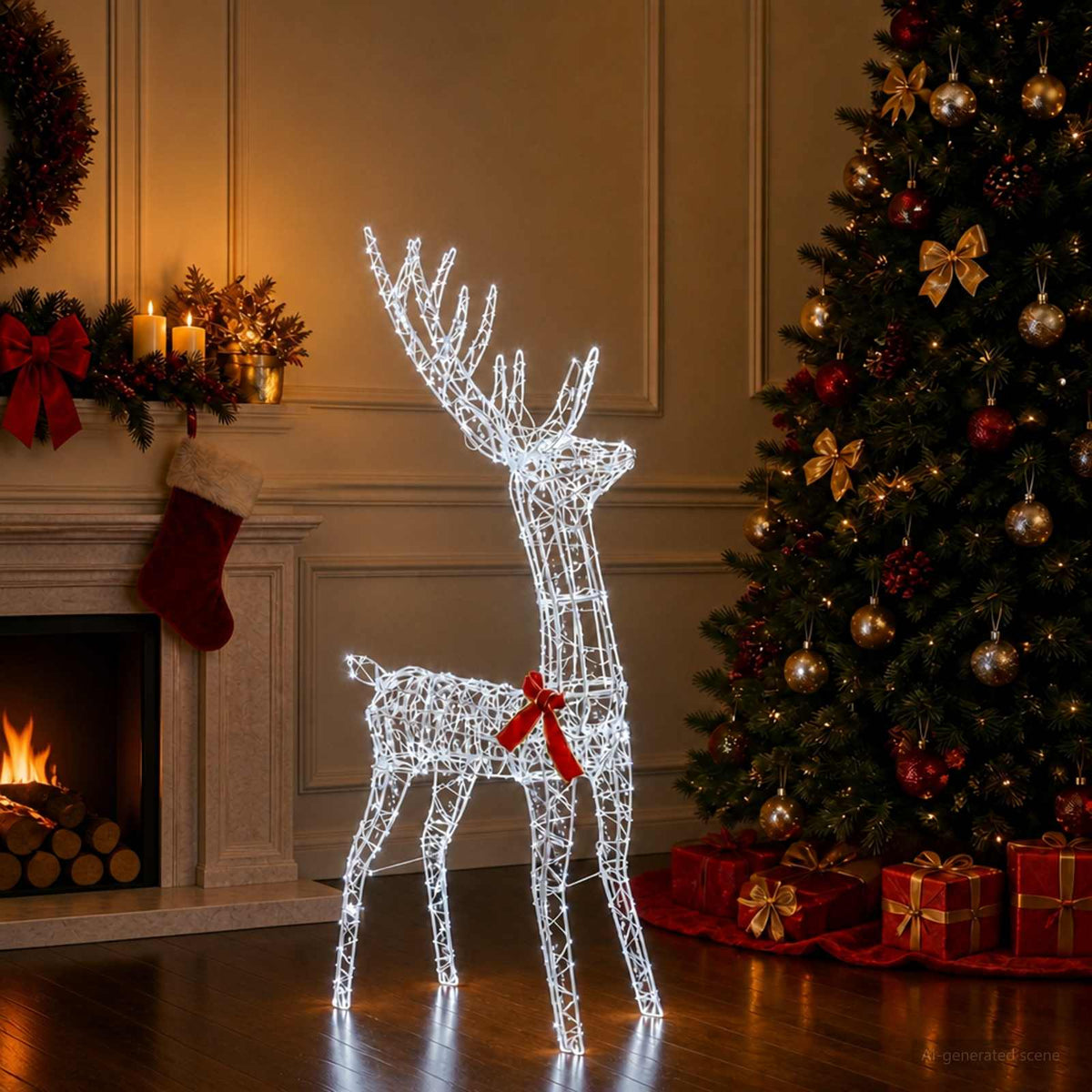 3D Γιορτινός Ρούντολφ LOVIISA 300 LED Ψυχρό λευκό