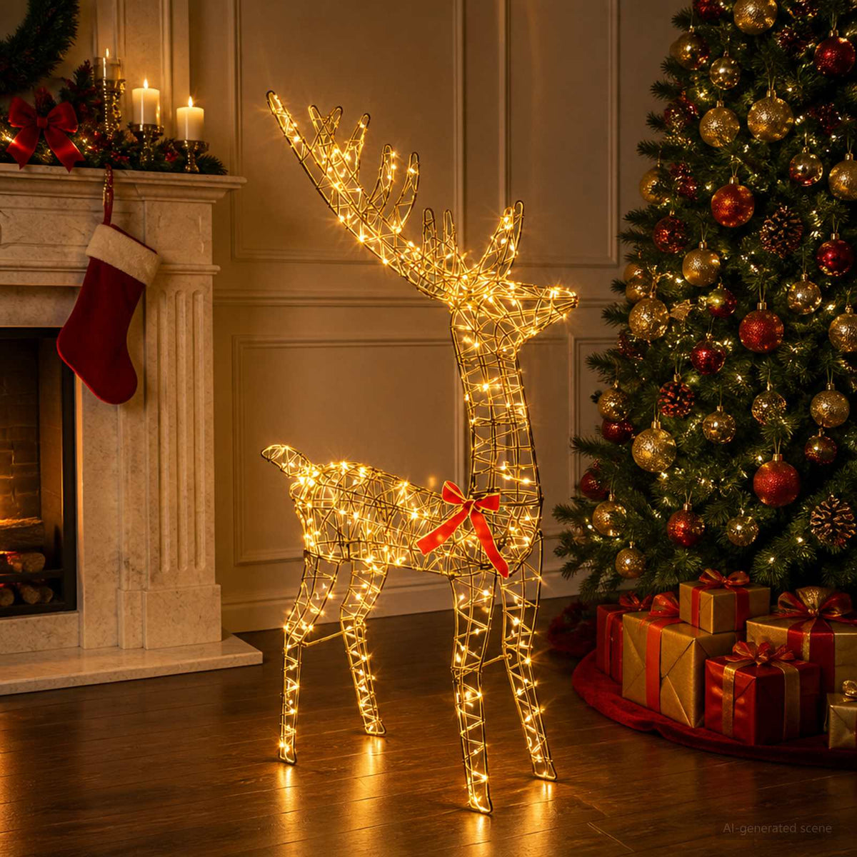 3D Γιορτινός Ρούντολφ LOVIISA 300 LED Θερμό λευκό - Pakobazaar