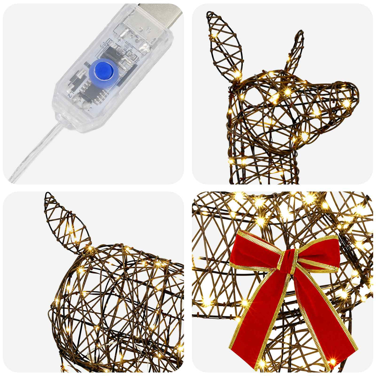 3D Γιορτινός Ρούντολφ LOVIISA 110 LED Θερμό λευκό