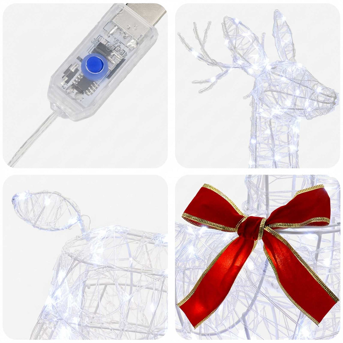 3D Γιορτινός Ρούντολφ LOVIISA 140 LED Ψυχρό λευκό