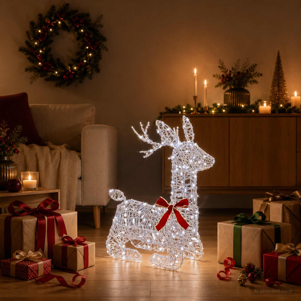 3D Γιορτινός Ρούντολφ LOVIISA 140 LED Ψυχρό λευκό