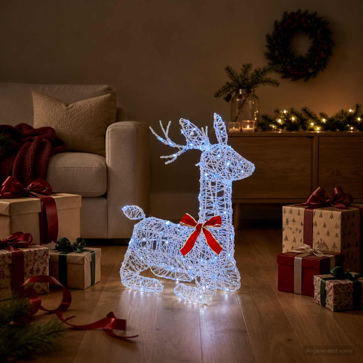3D Γιορτινός Ρούντολφ LOVIISA 140 LED Μπλε 55 x 22 x 63 cm