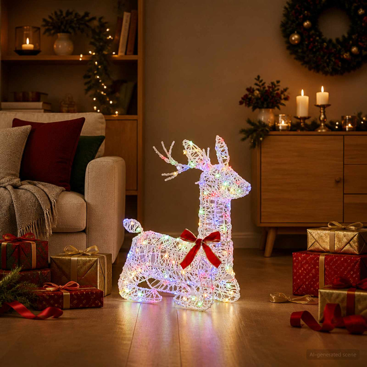 3D Γιορτινός Ρούντολφ LOVIISA 140 LED Πολύχρωμο 55 x 22 x 63 cm - Pakobazaar
