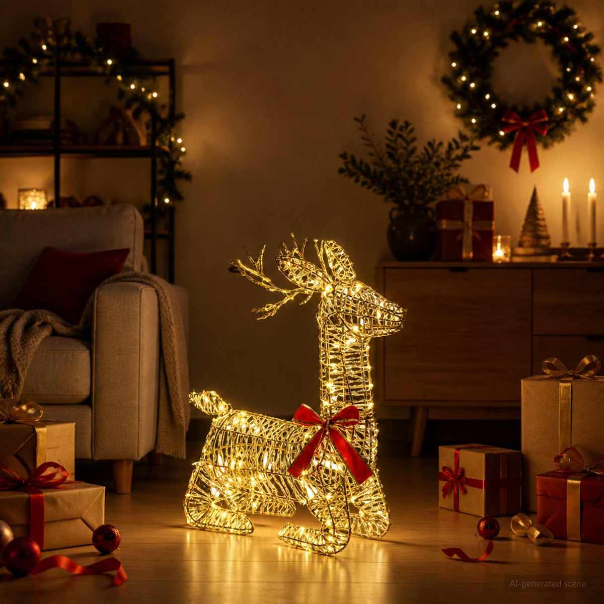 3D Γιορτινός Ρούντολφ LOVIISA 140 LED Θερμό λευκό