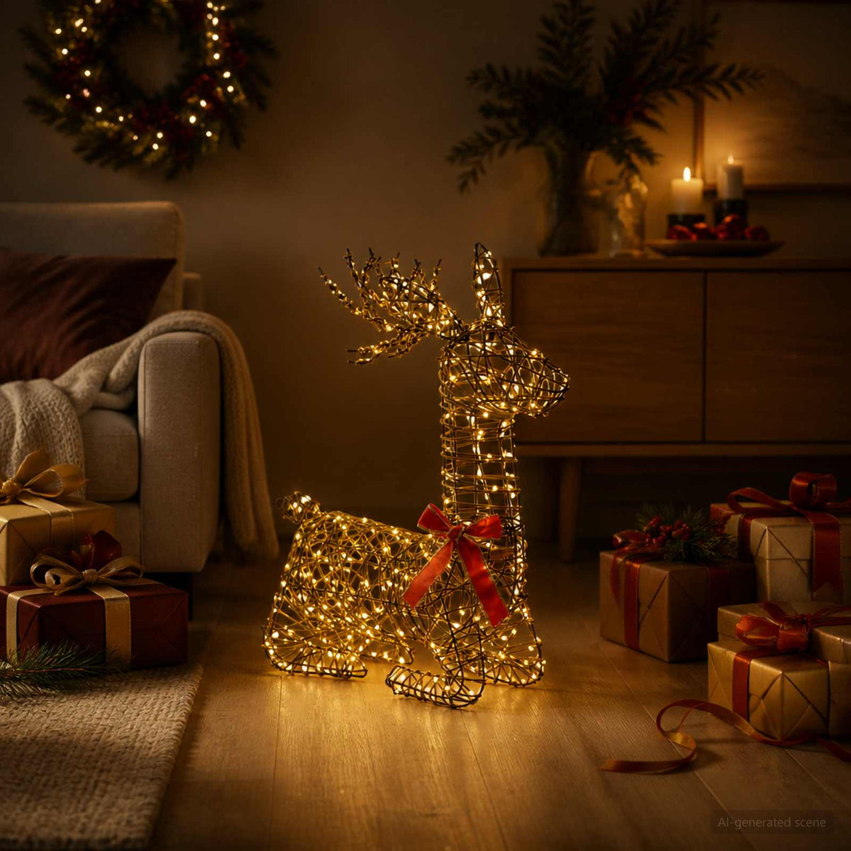 3D Γιορτινός Ρούντολφ LOVIISA 140 LED Θερμό λευκό