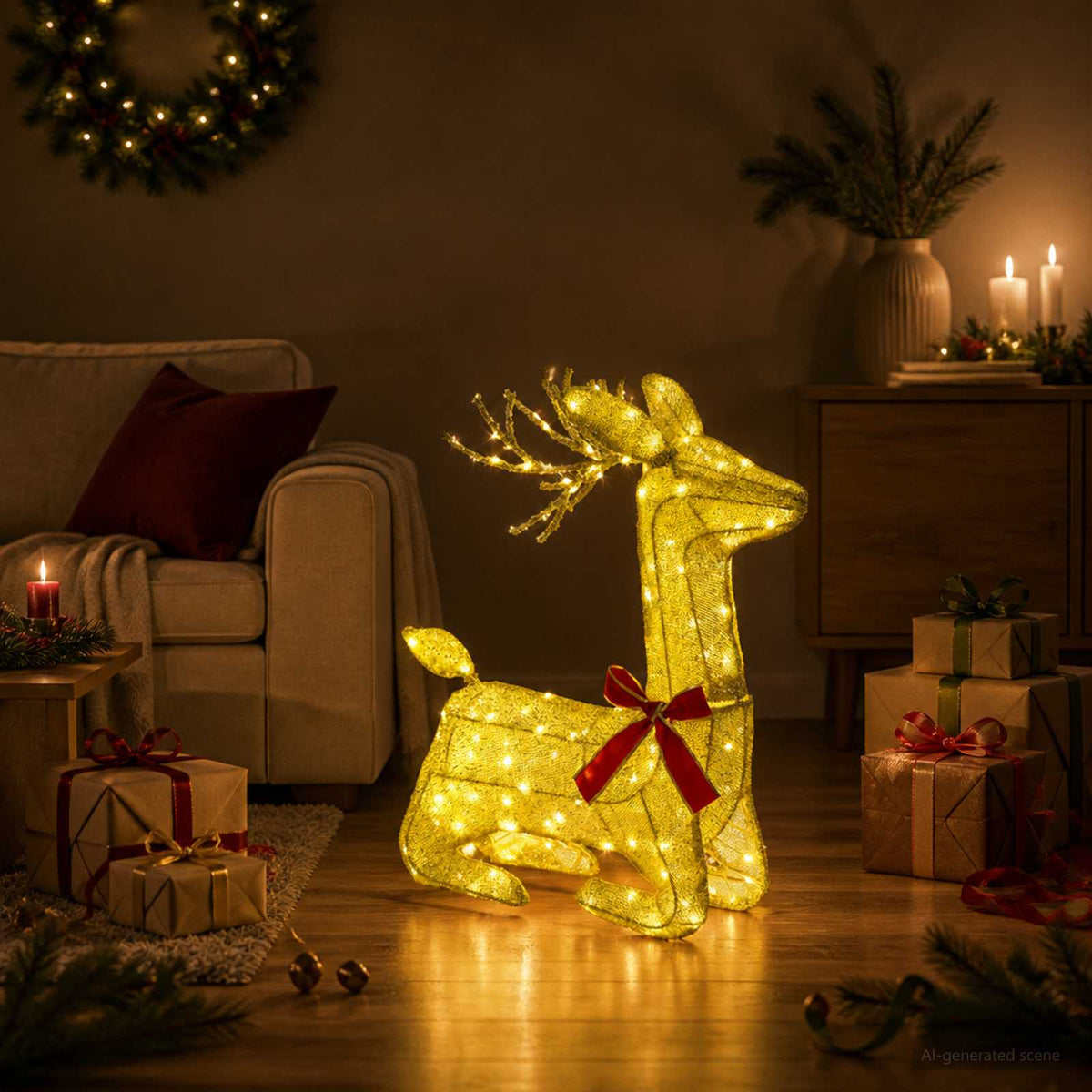 3D Γιορτινός Ρούντολφ LOVIISA 140 LED Θερμό λευκό - Pakobazaar