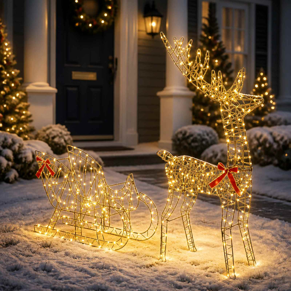 Έλκηθρο με Ελάφια LOVIISA 450 LED Θερμό λευκό - Pakobazaar