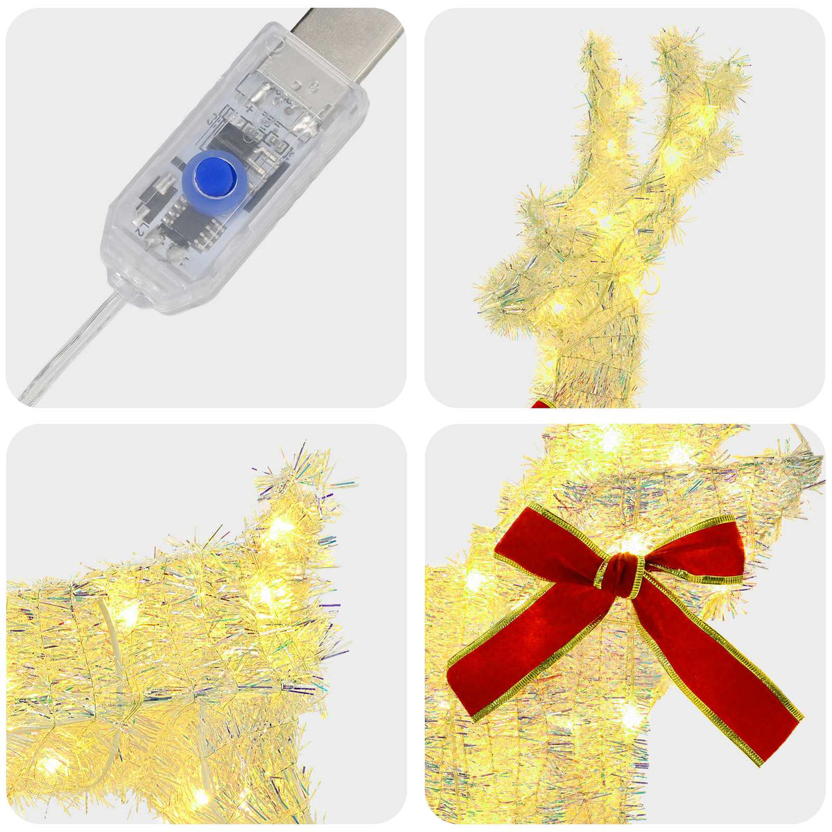 3D Χριστουγεννιάτικος τάρανδος με έλκηθρο LOVIISA 3 τμχ.