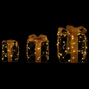Φωτιζόμενο Χριστουγεννιάτικο Δώρο 3 τμχ. 150 LED Θερμό λευκό